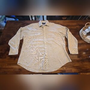 Ralph Lauren Yellow and Blue Checked Plaid Long Sleeve Button Down Shirt Sz 18